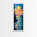 Coastal Sunset, seascape painting, framed canvas print, nautical wall art, coastal decor, extra wide art, surf wall art, above sofa art