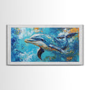 Dolphin Painting, Whale Painting, Blue and Green Wall Art, Nautical Wall Art, Gift Idea for Her, Ocean Art, Canvas Print, Coastal Decor