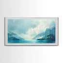 Serene Fjord, coastal landscape art, panoramic art, moody art, minimalist art, Canvas Print, above bed wall art, living room art