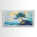 Windswept Pine Tree, Coastal Painting, Landscape Painting, Framed Canvas Print, Bedroom Art, Above Couch Art, Minimalist Art