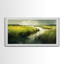 Marshland Landscape Art, nature painting, green wall art, botanical prints, landscape painting, framed canvas print, rustic decor