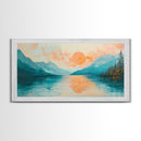 Sunset Lake, lake Tahoe art, framed canvas print, pink orange wall art, horizontal wall art, seascape painting, coastal decor