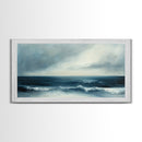 Moody Seascape, Dark Ocean, Panoramic Art, Canvas Print, Nautical Painting, Coastal Landscape Art, Extra Wide Art, Above Sofa Art