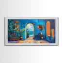 Moroccan Archway, Coastal Decor, Canvas Print, Moroccan Wall Art, Nautical Painting, Coastal Painting, Boho Art, Ocean View
