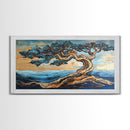 Twisted Tree, Oak Tree Art, Canvas Print, Coastal Landscape Art, Nature Painting, Rustic Wall Art, Blue And Green Wall Art