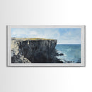 Ireland cliffs, coastal decor, ocean waves, Ireland painting, nautical wall art, framed canvas print, extra wide art, landscape painting