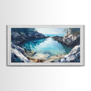 Rocky Coastal Cove, Maine oil painting, nautical decor, seascape painting, extra wide art, above bed wall art, Canvas Print