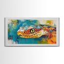 Colorful Snake, wildlife painting, framed canvas print, reptile wall art, bold abstract art, extra wide art, rustic decor
