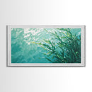 Kelp Forest Art, Coastal Landscape Art, Nautical Wall Art, Framed Canvas Print, Ocean Inspired Artwork, Blue and Green Wall Art