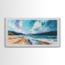 Seascape Painting, coastal landscape art, beach house decor, Ireland painting, blue and green wall art, panoramic art, canvas print