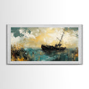 Shipwreck Painting, nautical painting, coastal wall art, moody art, fisherman painting, original painting, framed canvas print