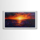 Vivid Sunset, Water Reflection, Zen Wall Art, Coastal Painting, Nautical Decor, Moody Art, Framed Canvas Print, Seascape Painting