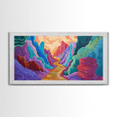 Vibrant canyon, abstract rocks, Canvas Print, mountain painting, southwest wall art, extra wide art, geometric wall art