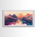 Sunset Landscape, Pink Orange Wall Art, Moody Art, Southwest Wall Art, Extra Wide Art, Horizontal Wall Art, Framed Canvas Print, Above Bed Art