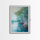 Mangrove Trees, coastal landscape art, tropical art, teal wall art, beach house decor, nautical wall art, Canvas Print, extra wide art