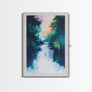 Waterfall Painting, Moody Art, Coastal Landscape Art, Framed Canvas Print, Above Sofa Art, Living Room Art, Vertical Wall Art