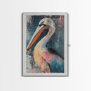 Pelican Portrait, bird art, coastal decor, nautical wall art, beach house painting, wildlife painting, rustic art, canvas print