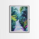 Jungle Walkway, tropical painting, palm tree painting, botanical prints, green wall art, living room art, canvas print, home decor