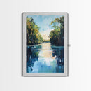 Tranquil River, Forest Reflection, Canvas Print, Landscape Painting, Rustic Art, Above Bed Wall Art, Nature Art, Gift Idea