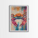 Vibrant Crab Art, Coastal Cowgirl Wall Decor, Nautical Painting, Ocean Wall Art, Beach House Decor, Canvas Print, Kitchen Wall Art
