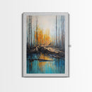 Forest at Dusk, Pine Tree Art, Landscape Painting, Moody Art, Rustic Decor, Nature Wall Art, Framed Canvas Print, Wabi Sabi Art
