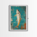 Vibrant Fish Painting Canvas Print Coastal Wall Art, Beach House Decor, Nautical Art, Ocean Inspired Artwork, Rustic Wall Decor