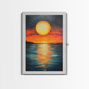 Sunset Reflection Framed Canvas Print | Beach Wall Art | Coastal Sunset Painting | Modern Home Decor | Large Wall Art | Gift Idea