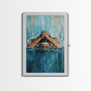Swimmer Strength Canvas Print | Athlete Wall Art | Motivational Sports Painting | Modern Home Decor | Blue Water Abstract