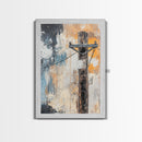 Rustic Telephone Pole Framed Canvas Print Industrial Wall Art, Urban Grunge Decor, Abstract Cityscape Painting, Modern Office Artwork