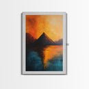 Volcano Eruption Landscape Framed Canvas Print Fiery Nature Wall Art Dramatic Sunset Mountain Scene Living Room Statement Piece