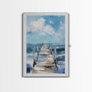Wooden Pier Canvas Print Coastal Wall Art Beach House Decor Serene Ocean Painting Nautical Living Room Modern Home Gift