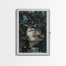 Dark Mystic Bird Canvas Print - Surreal Gothic Art, Moody Wall Decor, Dramatic Dreamscape Painting, Black Feather Fantasy Artwork