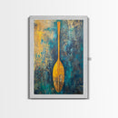 Wooden Paddle, Nautical Wall Art, Rustic Decor, Blue and Green Wall Art, Extra Wide Art, Living Room Art, Framed Canvas Print