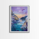 Sunset Cove, Moody Seascape, Coastal Landscape, Nautical Wall Art, Blue and Green Wall Art, Extra Wide Art, Boho Art, Canvas Print