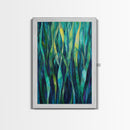 Moody Forest, Abstract Nature Art, Botanical Prints, Green Wall Art, Rustic Decor, Extra Wide Art, Framed Canvas Print, Gift Idea