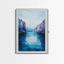 coastal landscape art, framed canvas print, nautical painting, seascape painting, blue and green wall art, ocean painting, gift idea