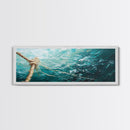 Ocean Rope Waves Canvas Print Nautical Wall Art Beach House Decor Coastal Blue Artwork Framed Seascape Living Room Wall Art