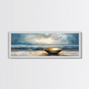 Ocean Bowl Framed Canvas Print, Coastal Zen Wall Art, Beach Minimalist Home Decor, Tranquil Seascape Art, Modern Nautical Wall Decor