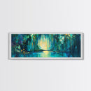 Magical Forest Lake Framed Canvas Print Fantasy Nature Wall Art Mystical Greenery Home Decor Living Room Office Gift