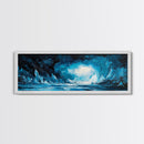 Frozen Ice Cave Landscape Canvas Print, Dark Blue Winter Wall Art, Arctic Home Decor, Modern Cool Tone Art, Office Artwork