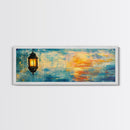 Lantern Glow Sunset Art, Warm Ambient Painting, Nautical Coastal Decor, Rustic Boho Home Wall Art, Relaxing Living Room Art