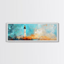 Lighthouse Cliff Seascape Art, Coastal Landscape Painting, Ocean View Home Decor, Modern Nautical Wall Art, Large Living Room Art