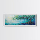 Mystical Tree Art Canvas Print Blue Abstract Nature Wall Decor Dreamy Coastal Artwork Living Room or Bedroom Accent Minimalist Boho