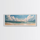 Ocean Wave Horizon Canvas Print Coastal Seascape Wall Art, Tranquil Beach Painting, Nautical Home Decor, Relaxing Living Room Artwork