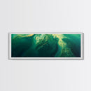 Green Abstract Swirl Framed Canvas Print - Modern Minimalist Wall Art, Deep Emerald Painting, Living Room Decor, Office Artwork
