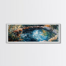 Tranquil Forest Pond Canvas Print, Rustic Nature Painting, Water Reflection Wall Art, Cabin Living Room Decor, Earthy Green Artwork
