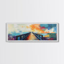 Sunset Pier Canvas Print Vibrant Coastal Wall Art Colorful Dock Painting Beach House Decor Abstract Landscape Nautical Living Room