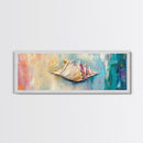 Textured Seashell Framed Canvas Print Beach House Decor, Coastal Wall Art, Pastel Ocean Painting, Nautical Theme, Home Decor