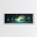 Enchanted Forest Framed Canvas Print Magical Woodland Scene, Nature Wall Art, Fantasy Art, Dark Green Landscape, Home Decor