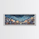 Seashell Beach Framed Canvas Print Coastal Wall Art, Ocean Inspired Artwork, Textured Nautical Painting, Tropical Home Decor